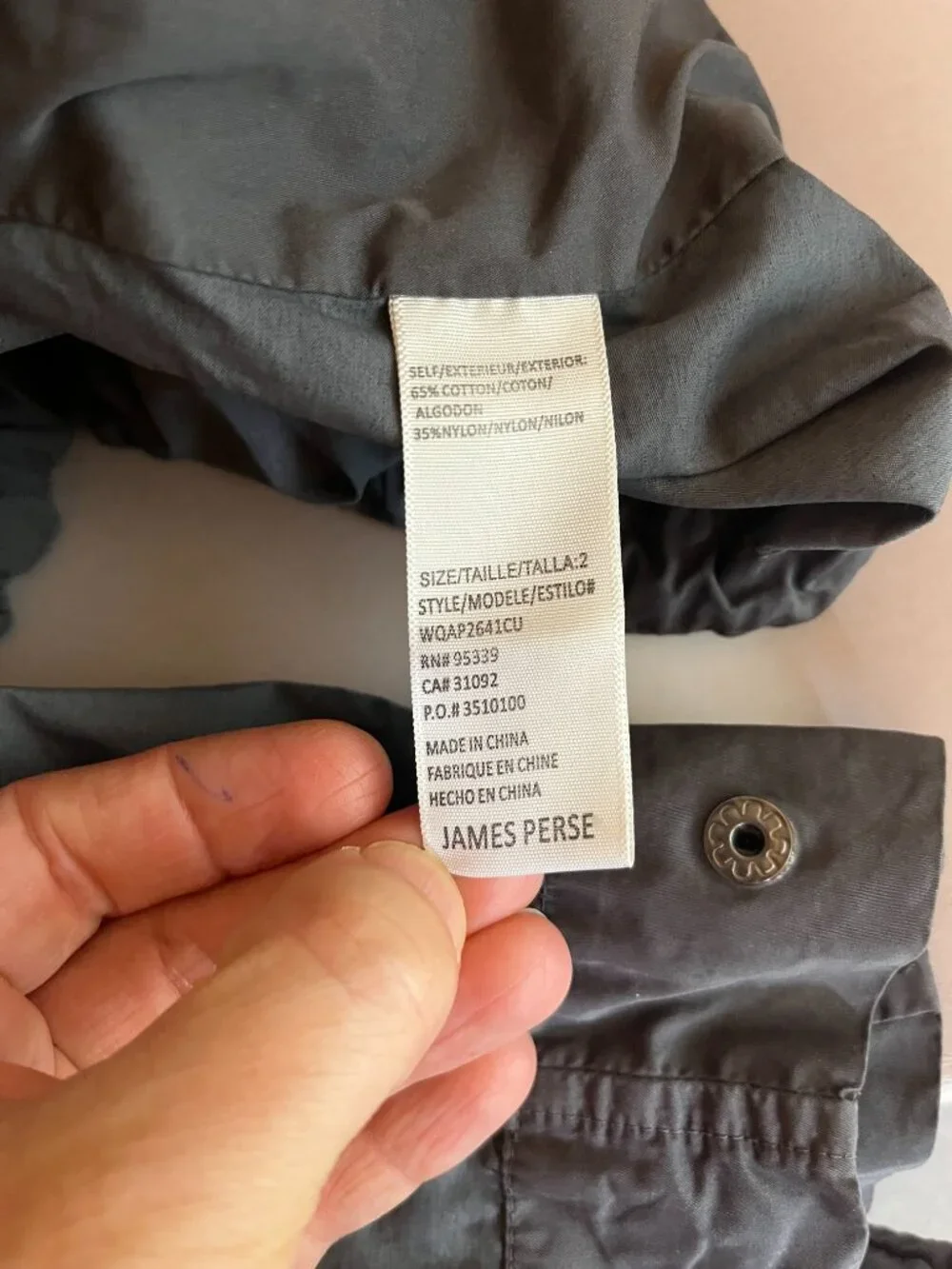 Standard James Perse Size 2 (M) Grey Fishtail Parka Jacket